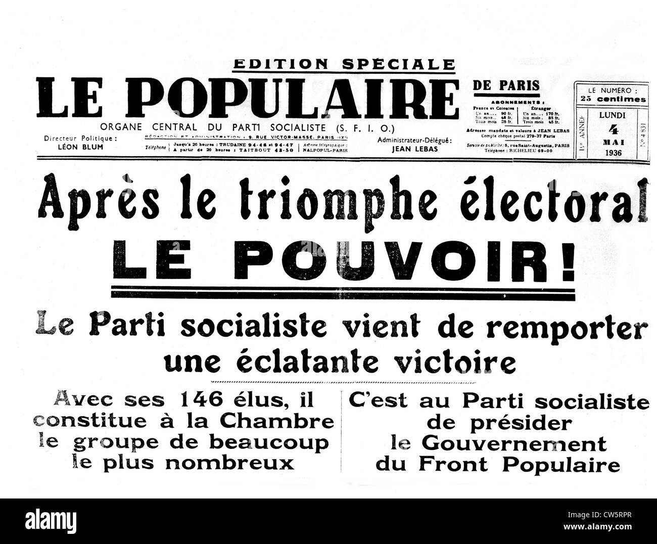 Popular front 1936 Black and White Stock Photos & Images Alamy