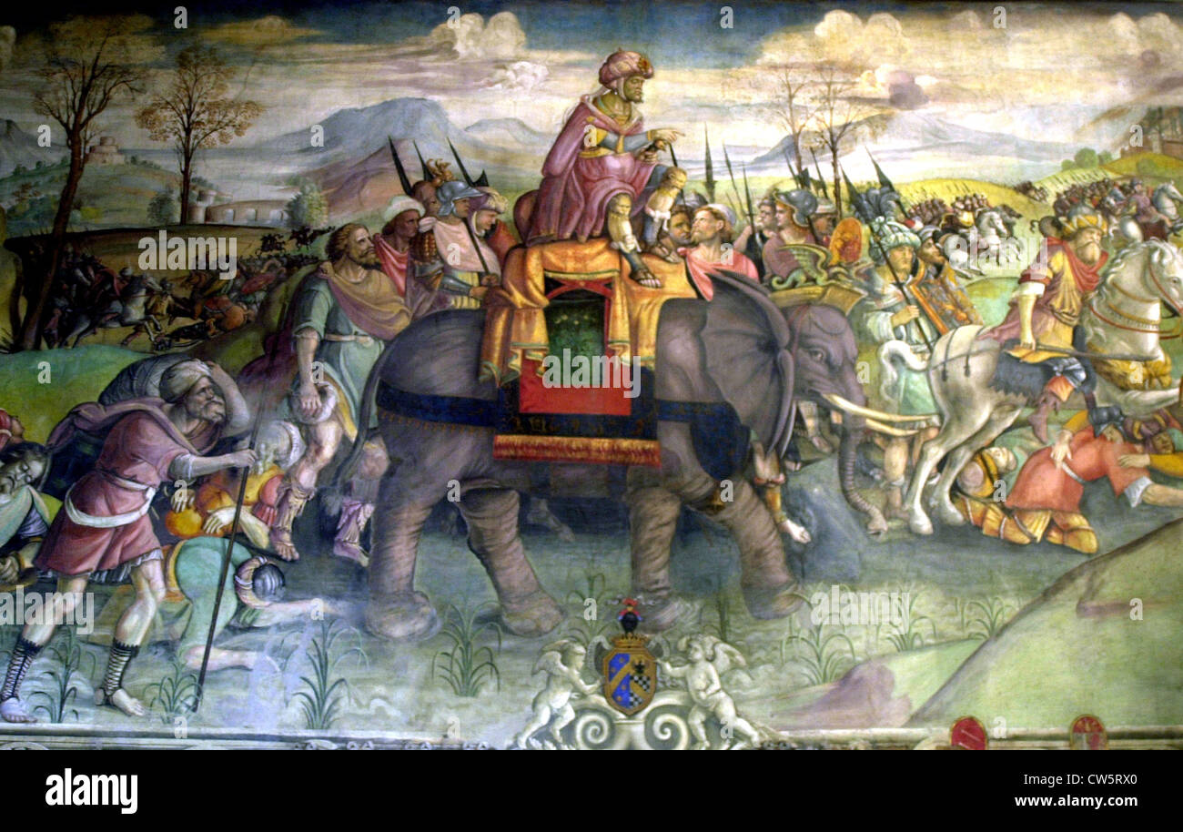 Detail of the fresco on Hannibal Stock Photo