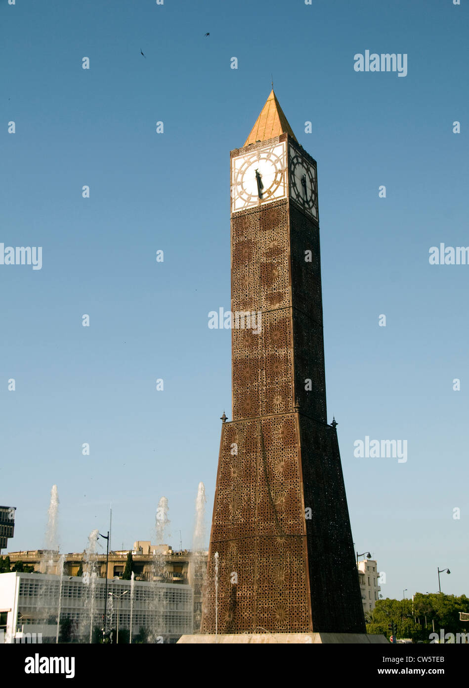 Clock Tower on avenue Habib Bourguiba Ville Nouvelle Tunis Tunisia Africa Stock Photo