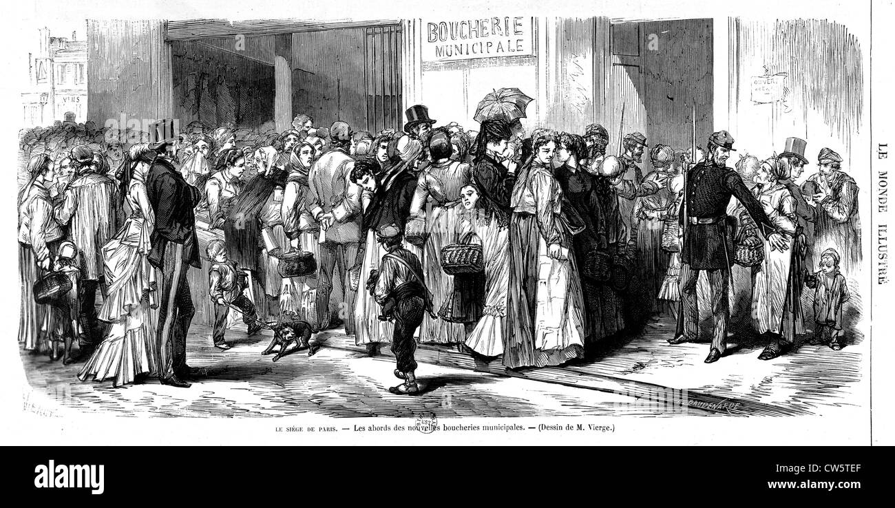 Capture of Paris (September 18 1870/January 28 1871). Access to the new municipal butcheries Stock Photo