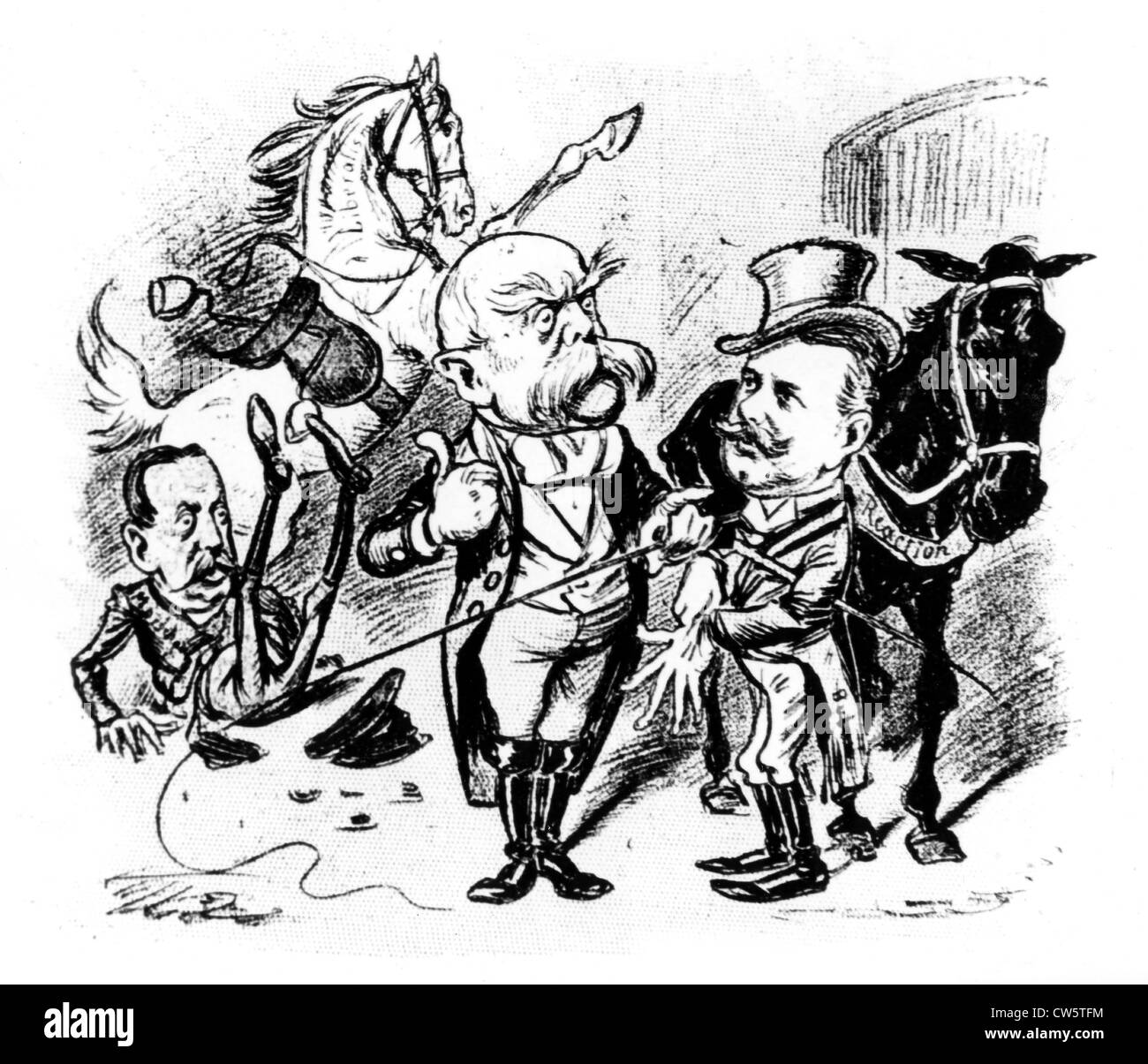 Caricature in 'Der Fioh'. Bismarck and Von Bulow Stock Photo