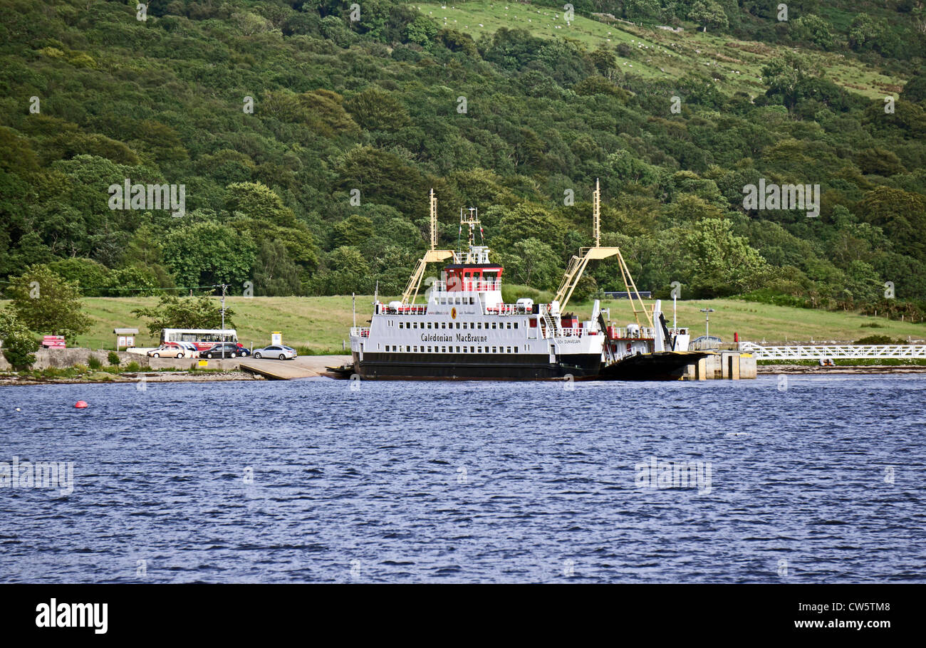 Caledonian MacBrayne car ferry Loch Dunvegan discharging cars at the