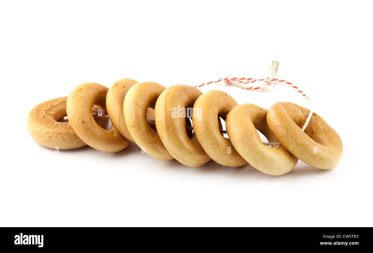 bagel in rope isolated on white background Stock Photo - Alamy