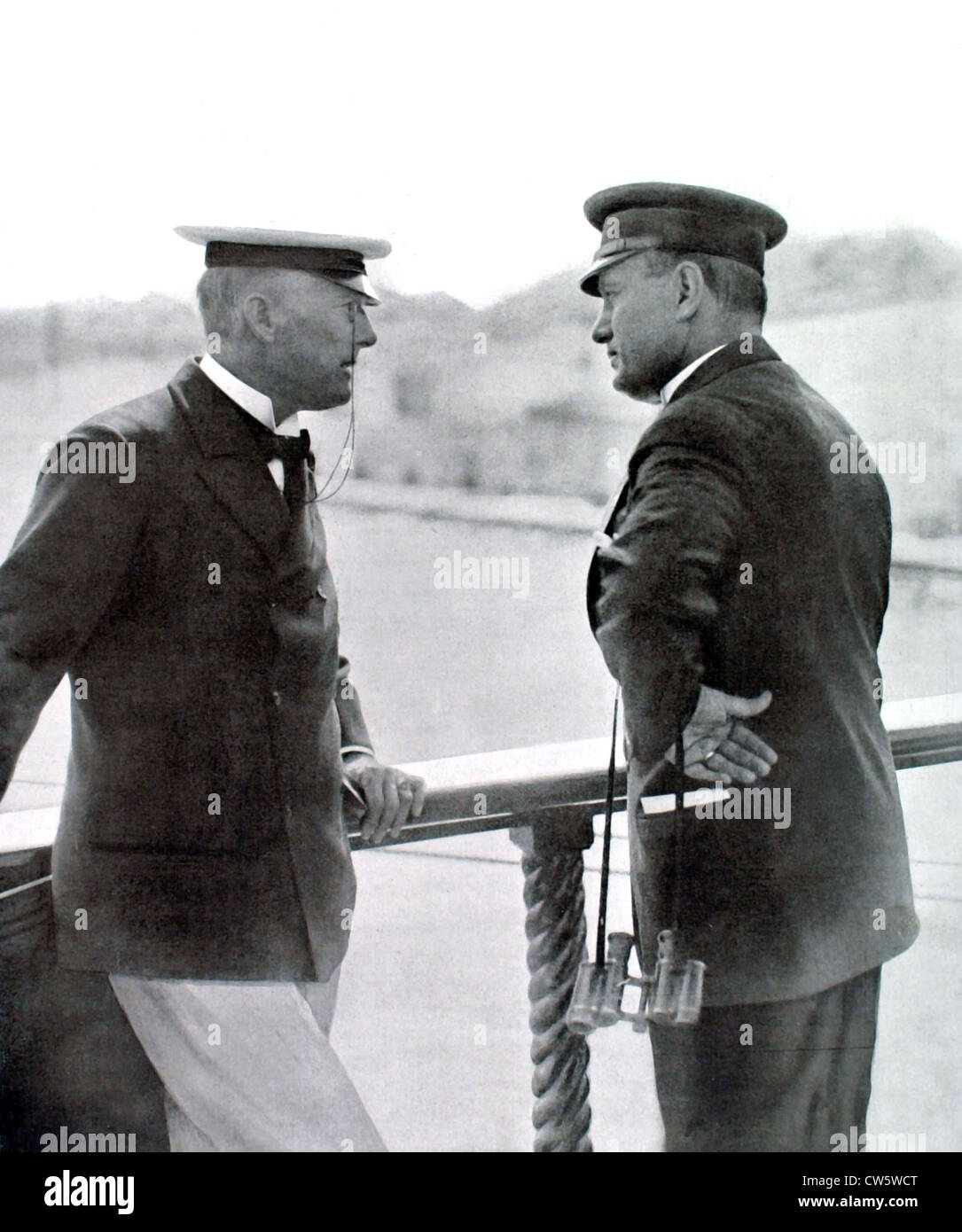 Meeting between Chamberlain and Mussolini Stock Photo