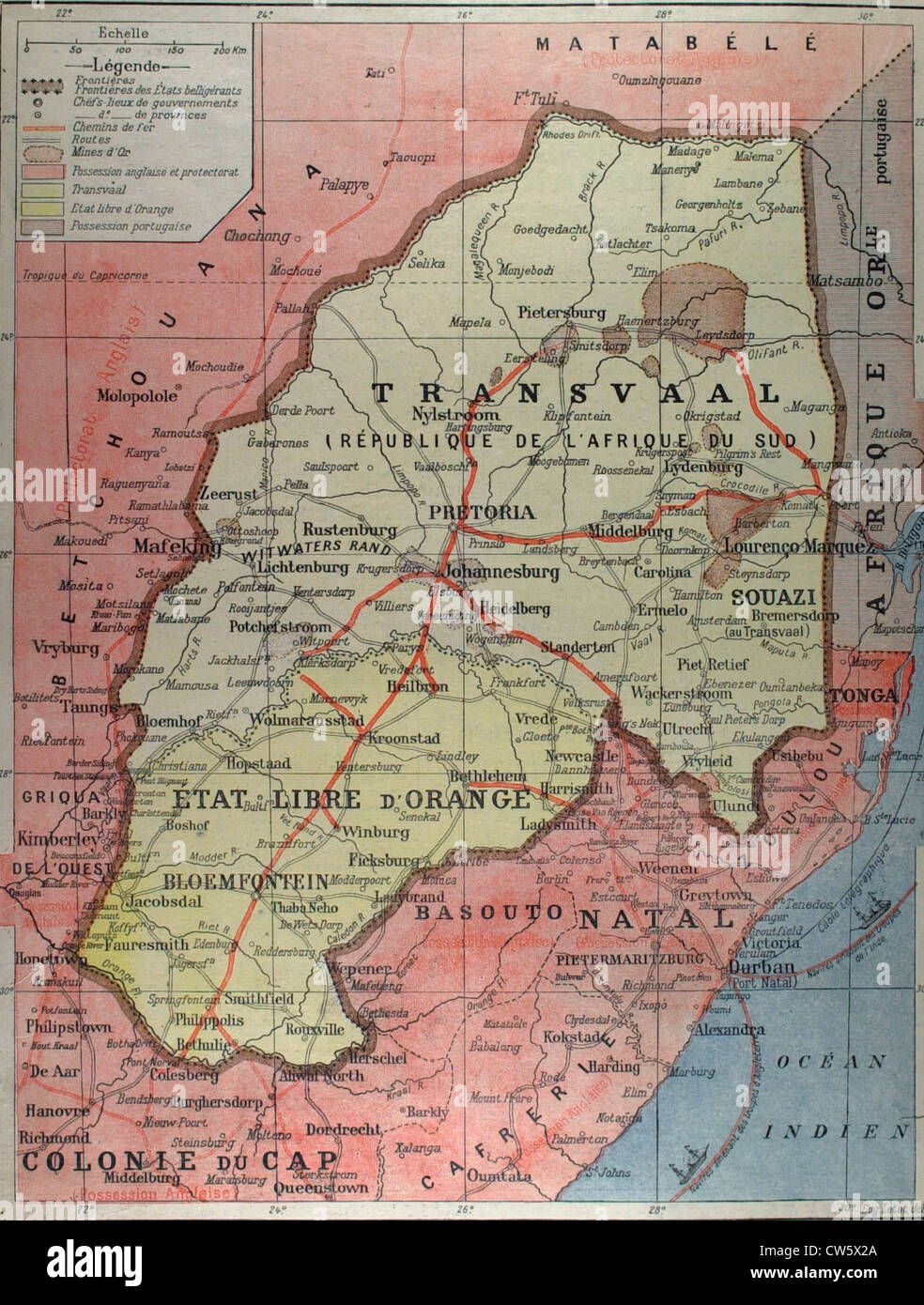 1899 map of the war theatre in transvaal hi res stock photography and