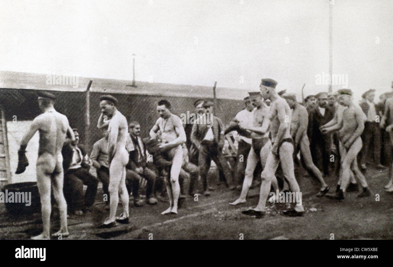 World War I. In Germany, Russian prisoner-of-war camp (January 1916) Stock Photo