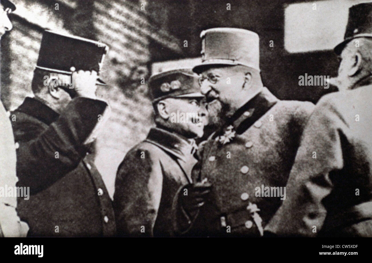 World War I. Tsar Ferdinand I of Bulgaria meeting with Austrian officers in Vienna Stock Photo