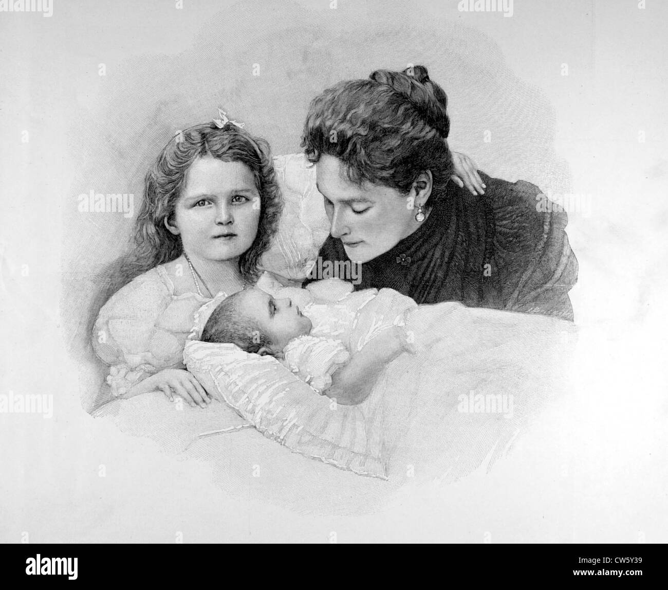 The Empress of Russia and her daughters, Olga and Marie Stock Photo