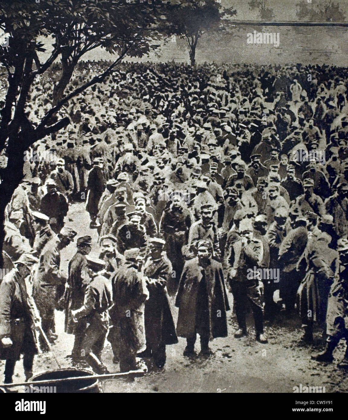 World War I. Austrian prisoners being sorted by the Russians, in Galicia Stock Photo