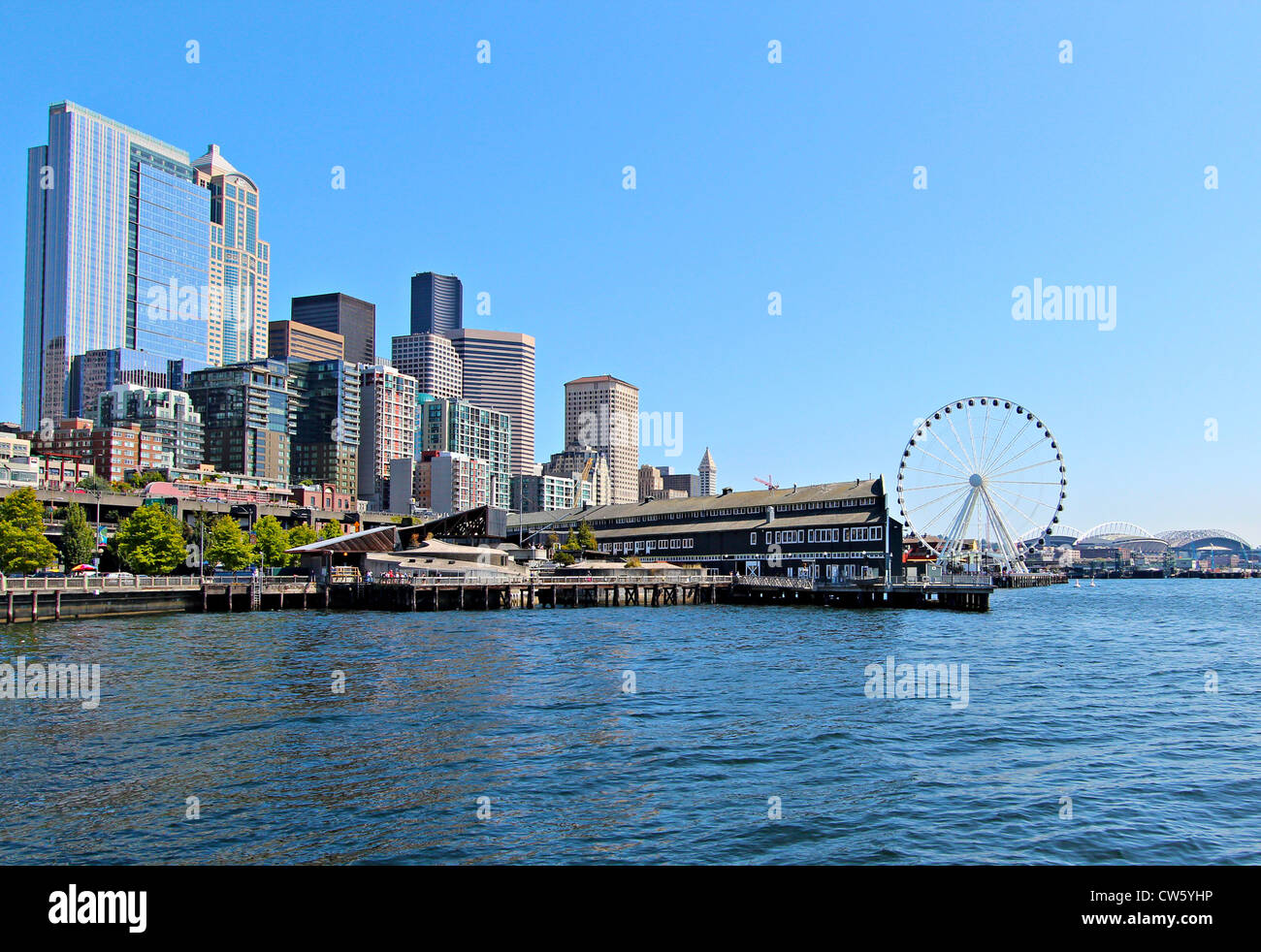 Seattle skyline, waterfront and great wheel Stock Photo