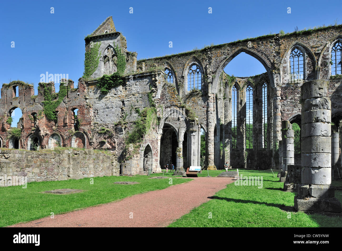 Ruins of the Aulne Abbey, a Cistercian monastery at Thuin, Hainaut, Belgium Stock Photo
