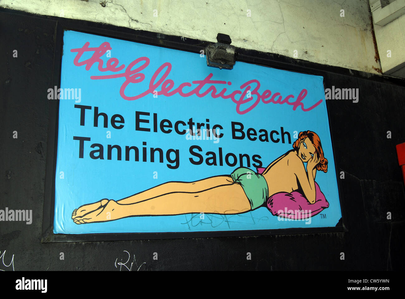 The Electric Beach Tanning Salons add Stock Photo