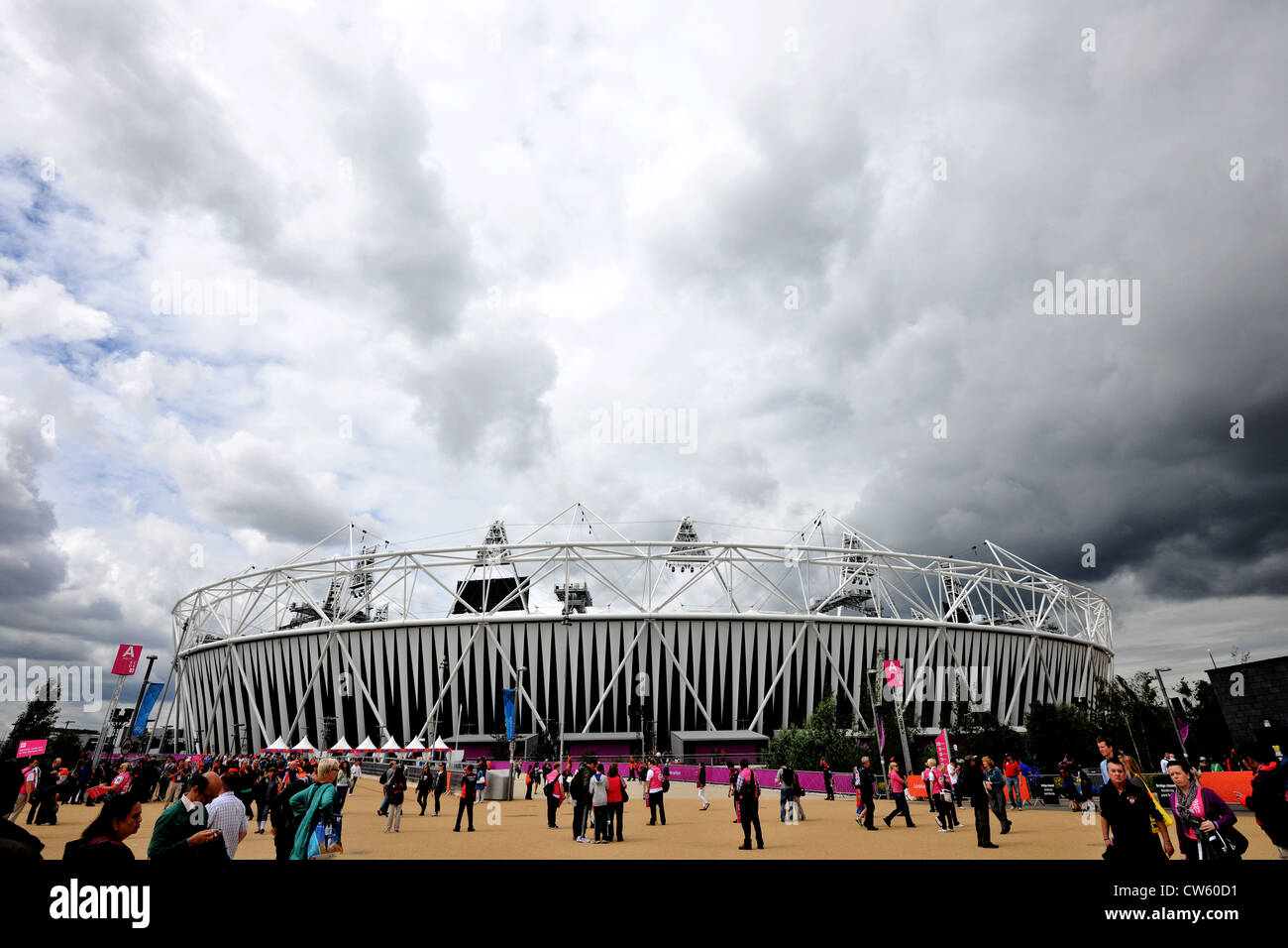 Olympic Village and Stadium during the London 2012 Olympic games Stock Photo