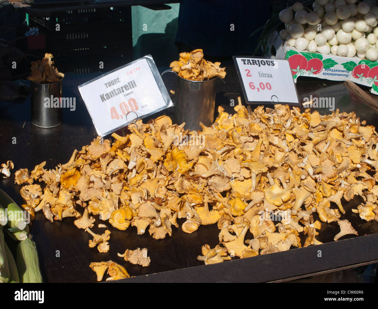 chanterelles in a farmer´s market in Helsinki Stock Photo Alamy