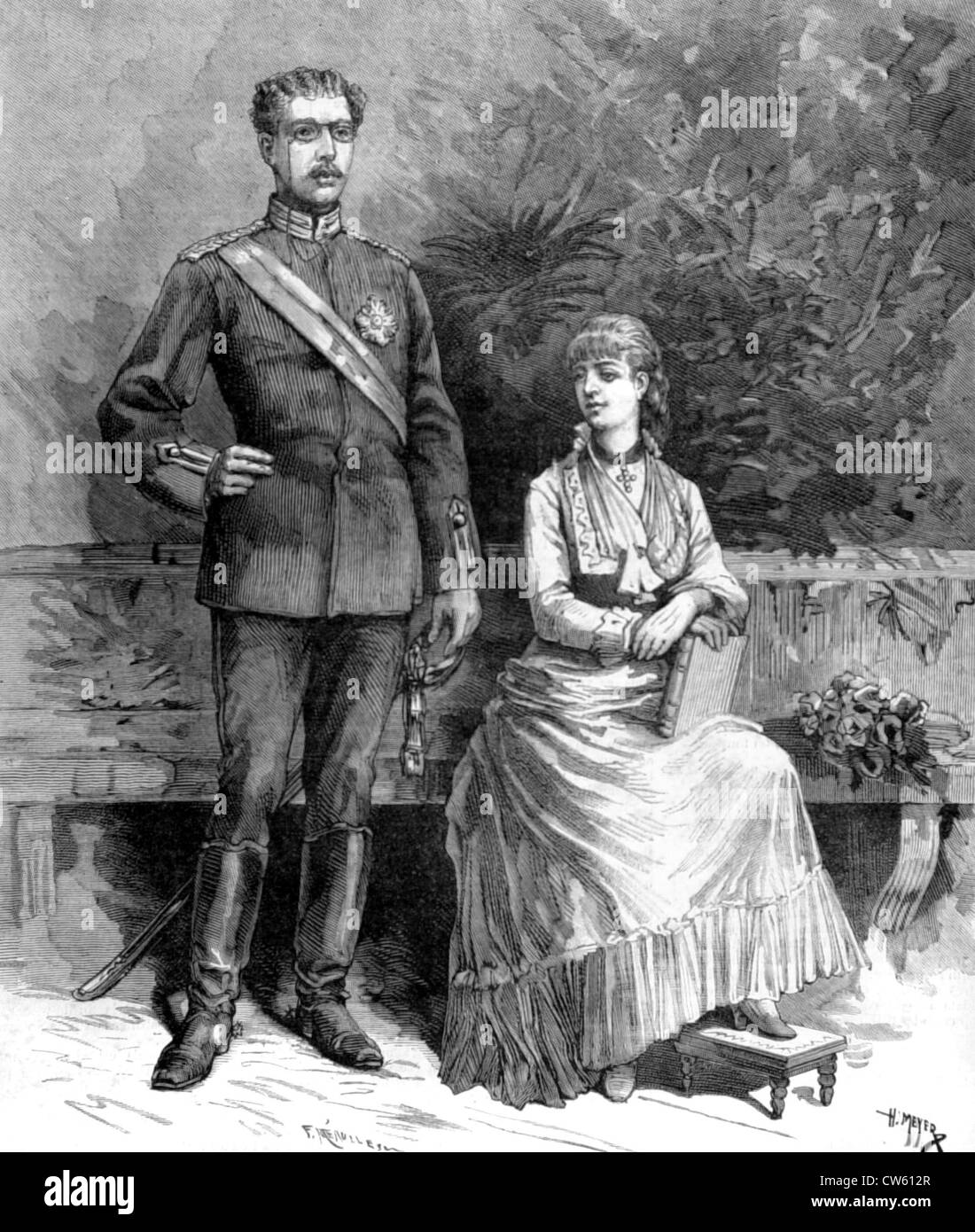 Prince Oscar-Gustave-Adolphe and Princess Sophie-Victoria (1881) Stock Photo