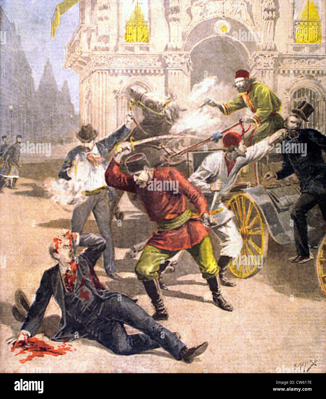 Assassination of Stefan Stambulov, former Bulgarian prime minister (1895) Stock Photo