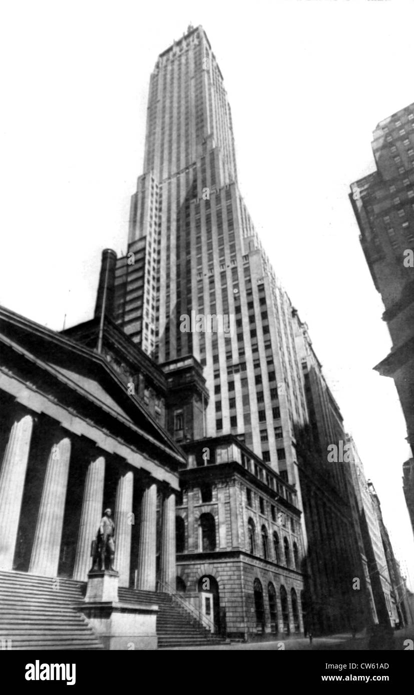 New York, Manhattan Bank seen from the corner of Wall Street and Nassau