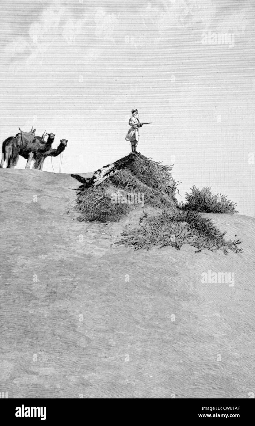 Conquest of Sahara. Foureau-Lamy mission in the desert (1900) Stock Photo