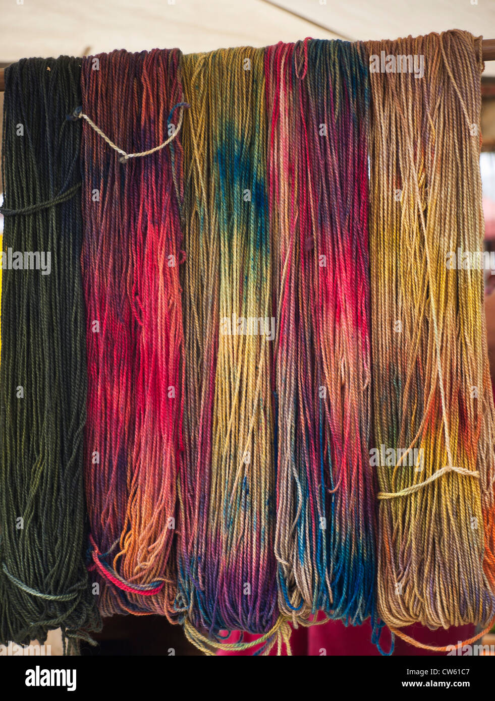 Hand dyed wool in a farmers market in Helsinki Stock Photo Alamy