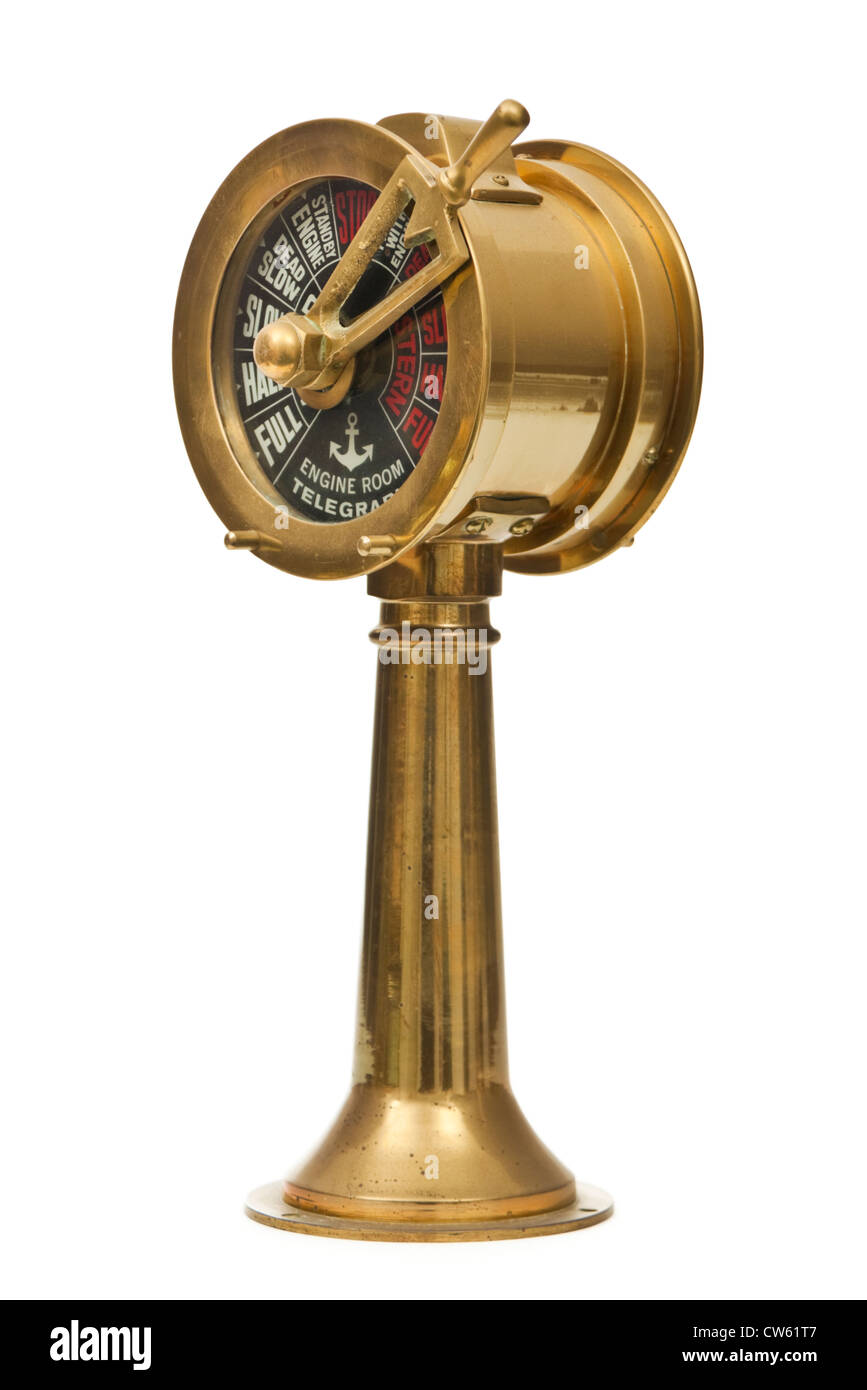 Reproduction brass ship's engine room telegraph Stock Photo Alamy