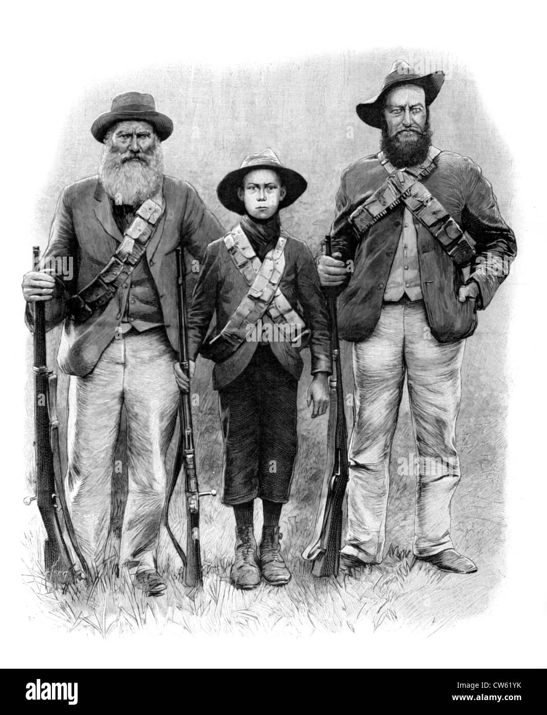 Boer War. Three generations of Boer combatants (1900) Stock Photo