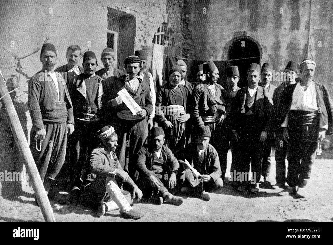Armenian uprising in Turkey.  Group of Armenians who took part in the attack of the Ottoman bank of Constantinople (1896) Stock Photo