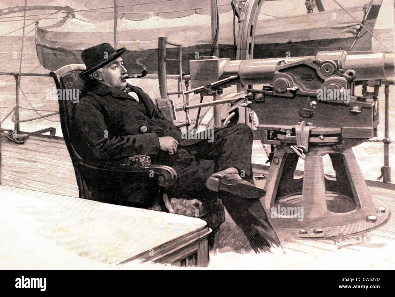 President Félix Faure aboard the boat 'Dupuy-de-Lôme' (1896) Stock Photo
