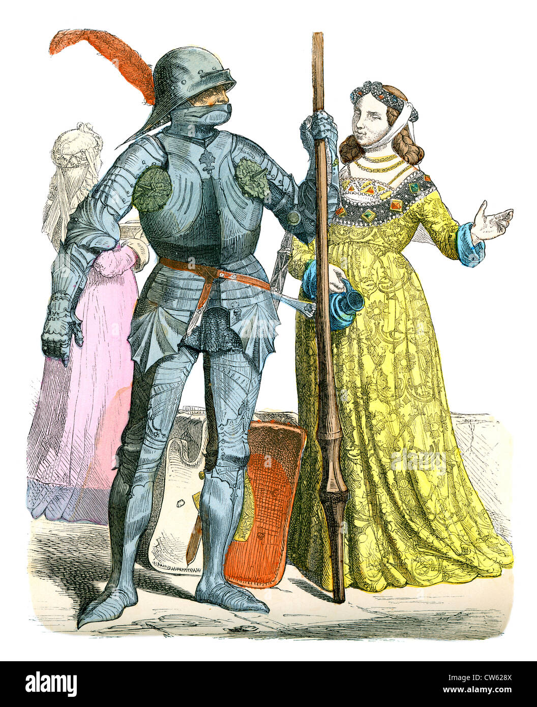 German Knight and Noble Women middle of the 15th Century Stock Photo