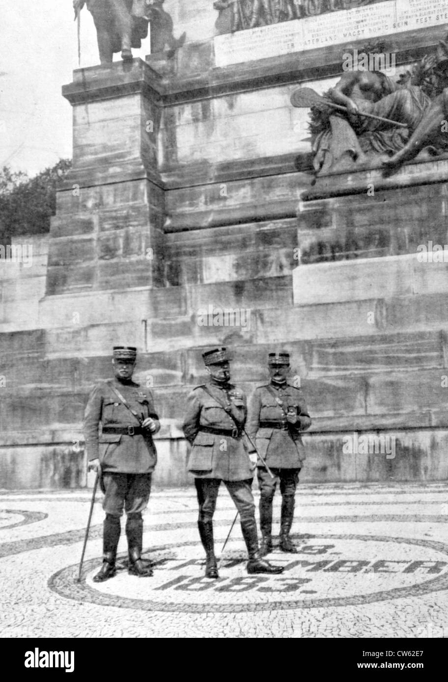 Marshal Foch on an inspection tour in the Rhine region, 1919. Stock Photo