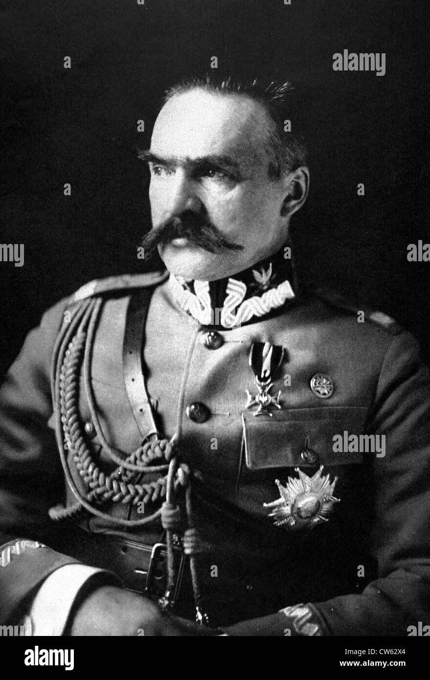 Portrait of marshal Pilsudski, in Poland (1926) Stock Photo