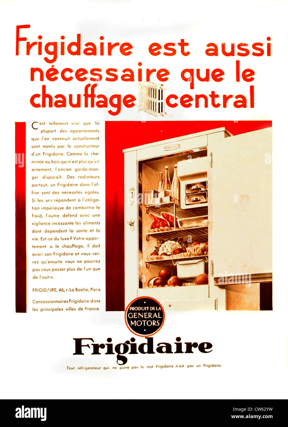 Advertisement for a refrigerator, in France (1931) Stock Photo
