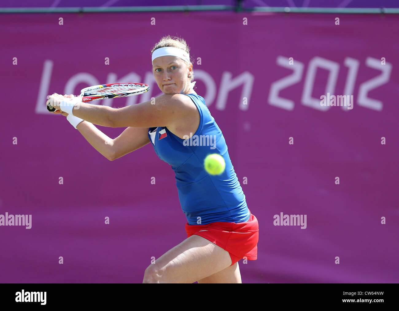 Petra Kvitova (CZE) in action at Wimbledon during the Olympic Games