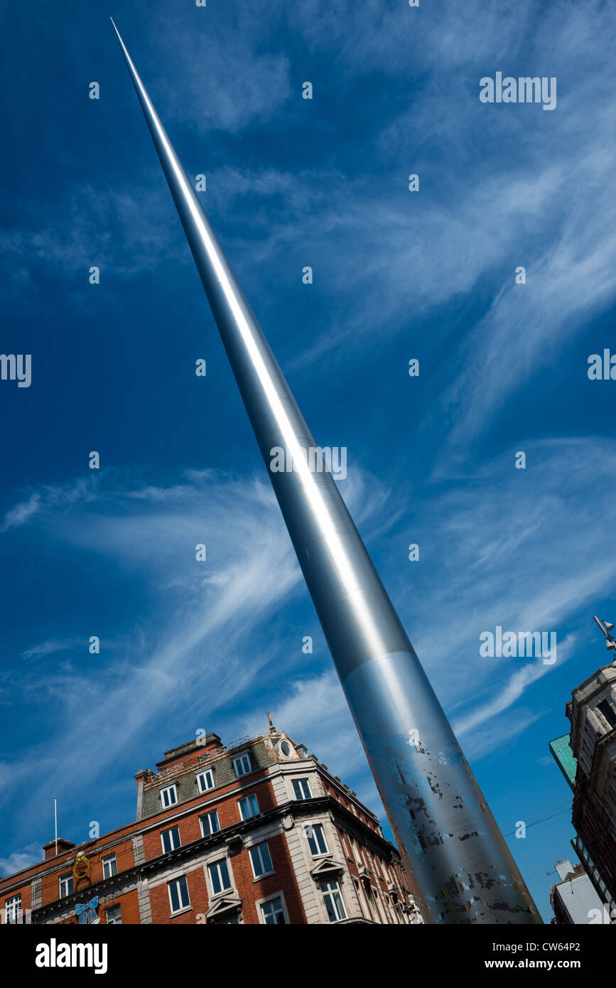 Spire of Dublin also known as Monument of Light by Ian Ritchie Architects in O'Connell Street, Dublin, Ireland, Europe. Stock Photo