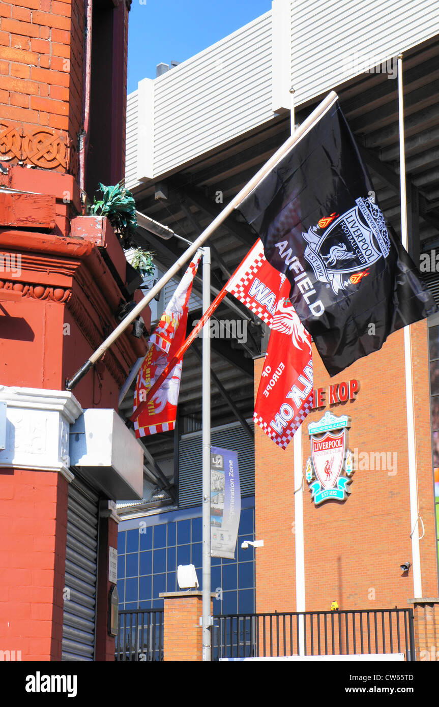 This is Anfield. A bright pre-season day with a gentle breeze Stock Photo