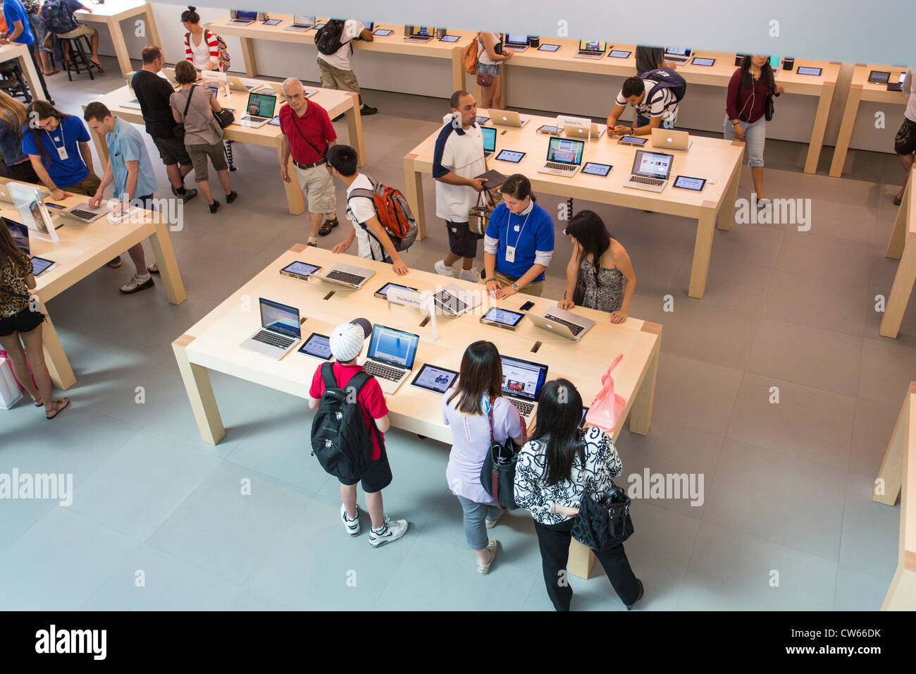 Inside of an Apple retail store Soho, New York City Stock Photo Alamy