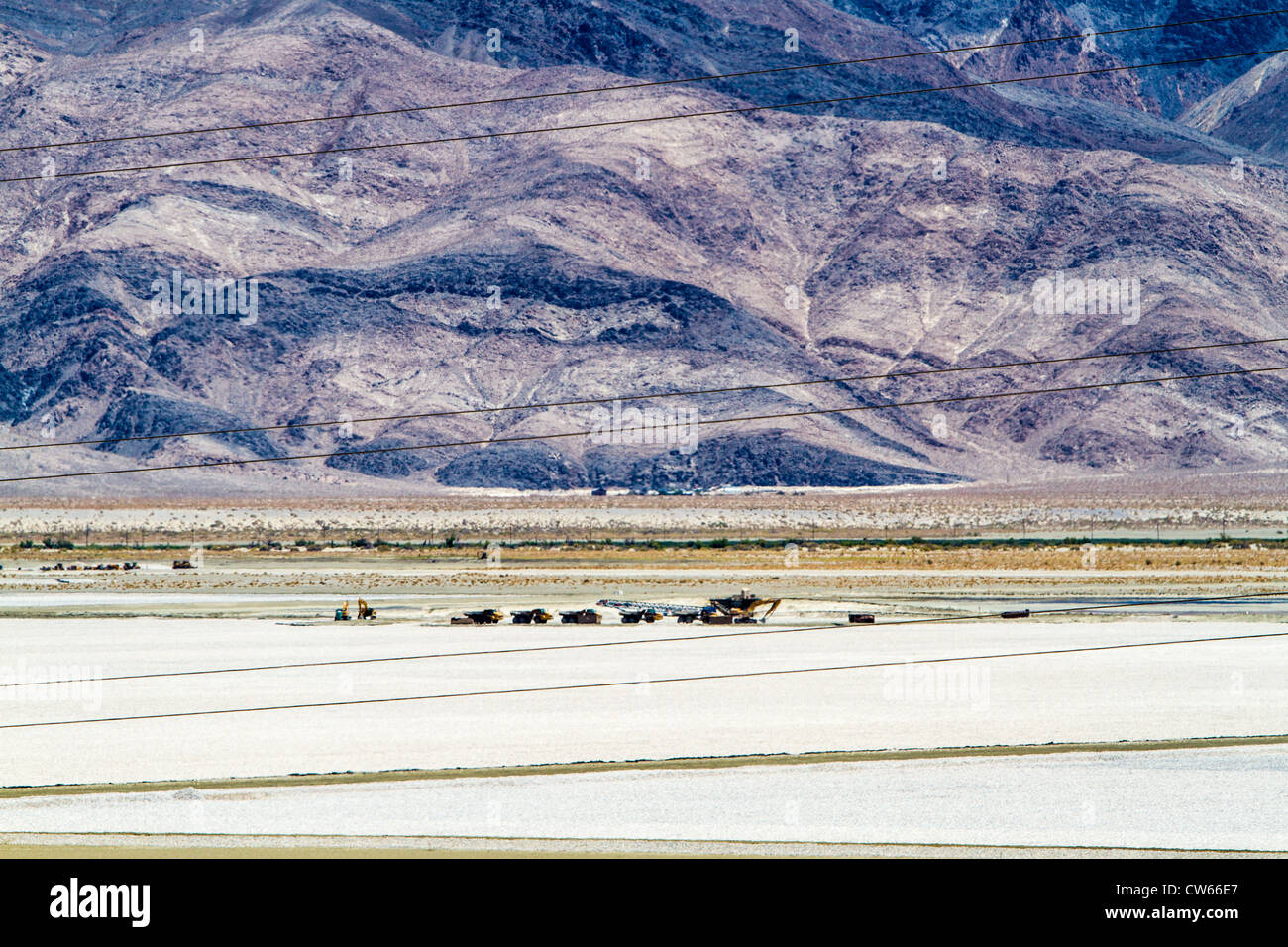 Commercial operations on Owens dry Lake in the Owens Valley of California Stock Photo