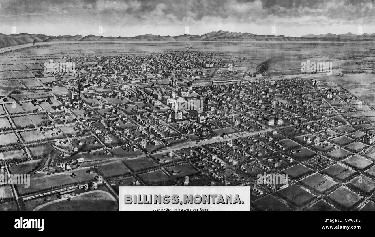 Billings, Montana, county seat of Yellowstone County 1904. Stock Photo