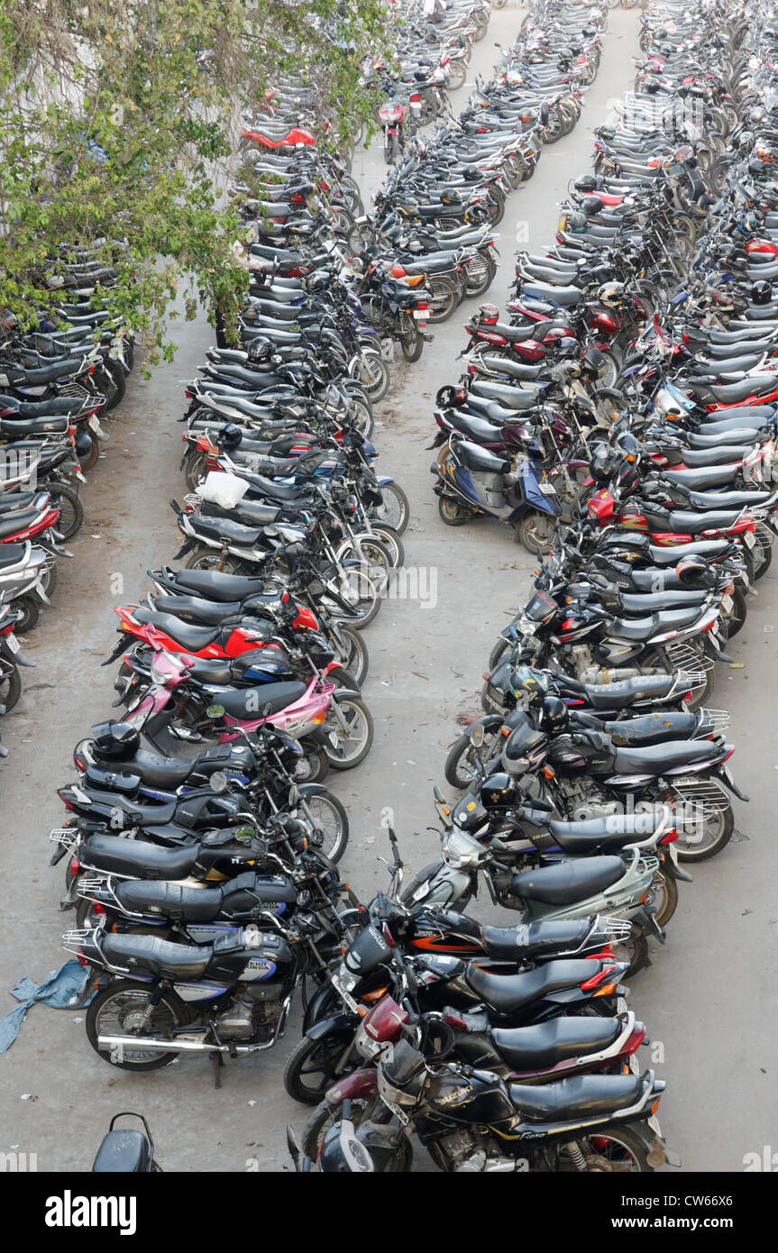 A packed motor bike park in India Stock Photo Alamy