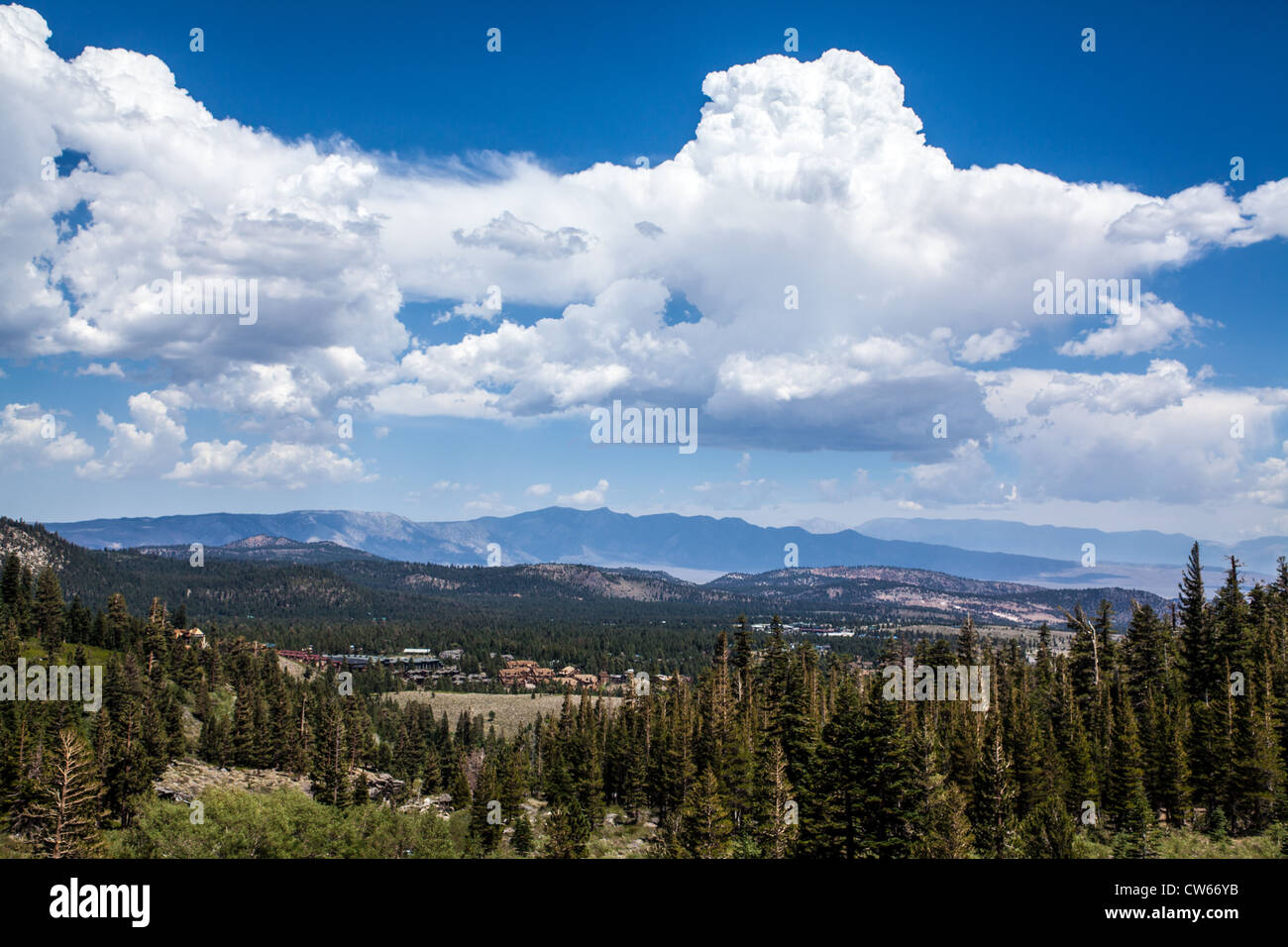 The town of Mammoth Lakes California from near Twin Lakes Stock Photo