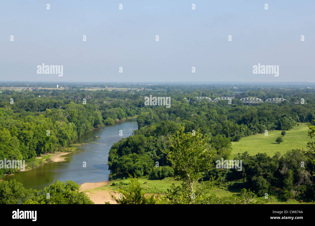Colorado River seen from Monument Hill one mile south of La Grange, in Fayette County, Texas Stock Photo
