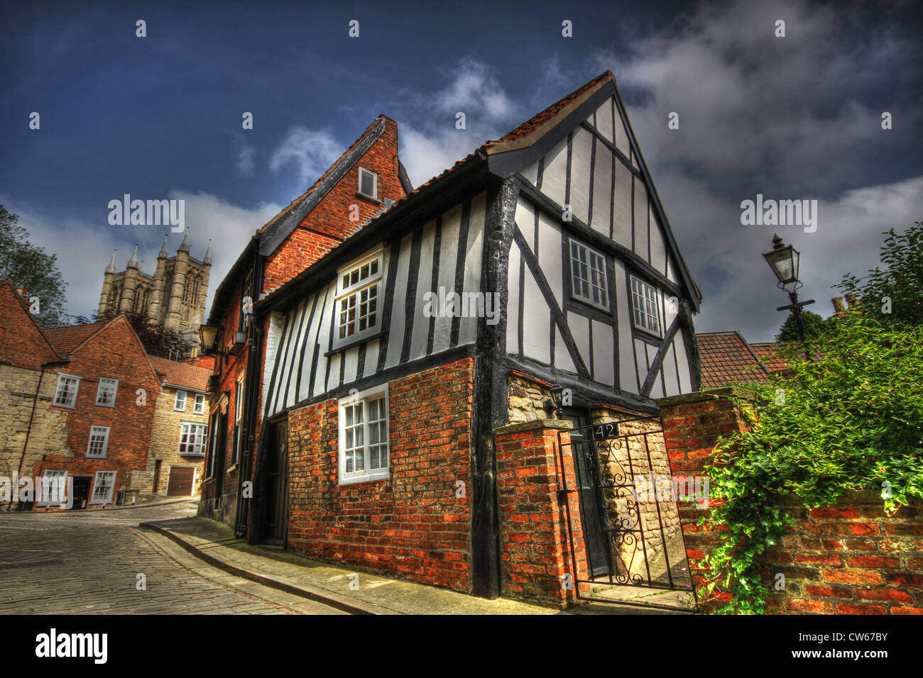 Lincoln Old Traditional Building Crooked House Steep Hill Bailgate Stock Photo
