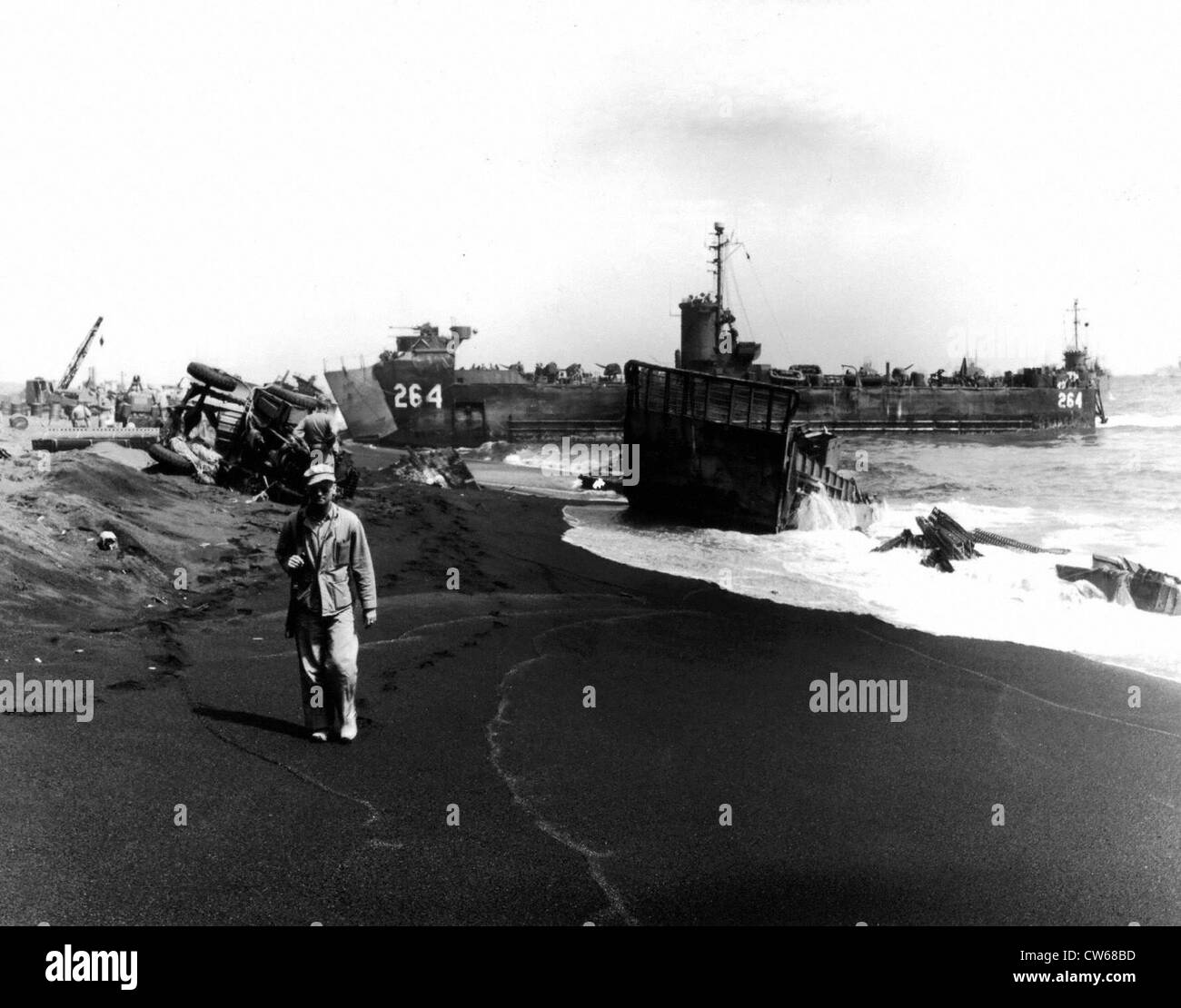 American landing at Iwo Jima (Pacific), March 2, 1945. Stock Photo