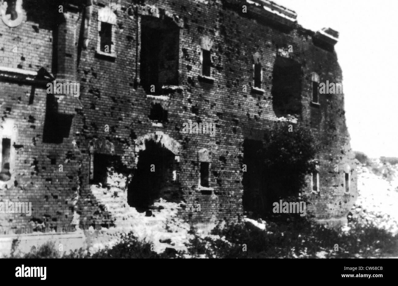 Ruins of the citadel of Brest-Litovsk (Byelorussia), in 1945 Stock