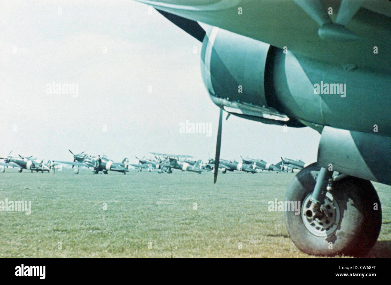 Italian fighter planes on an airfield, World War II. Stock Photo