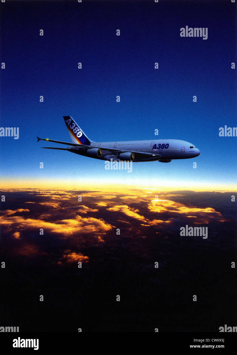 Project for a European Airbus A-380 commercial plane. Stock Photo