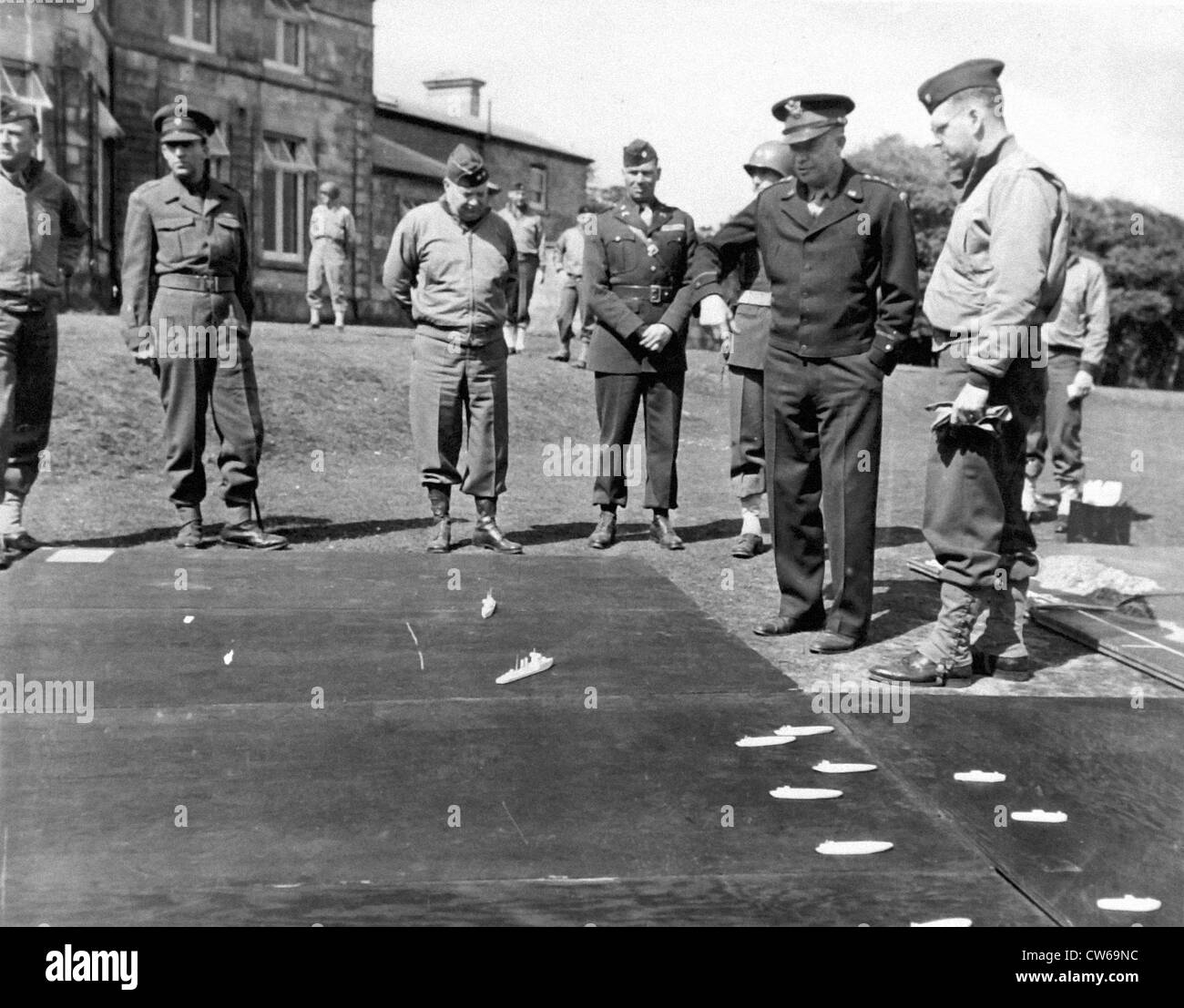 General Eisenhower studies War Operations Plan (Beginning 1944) Stock Photo