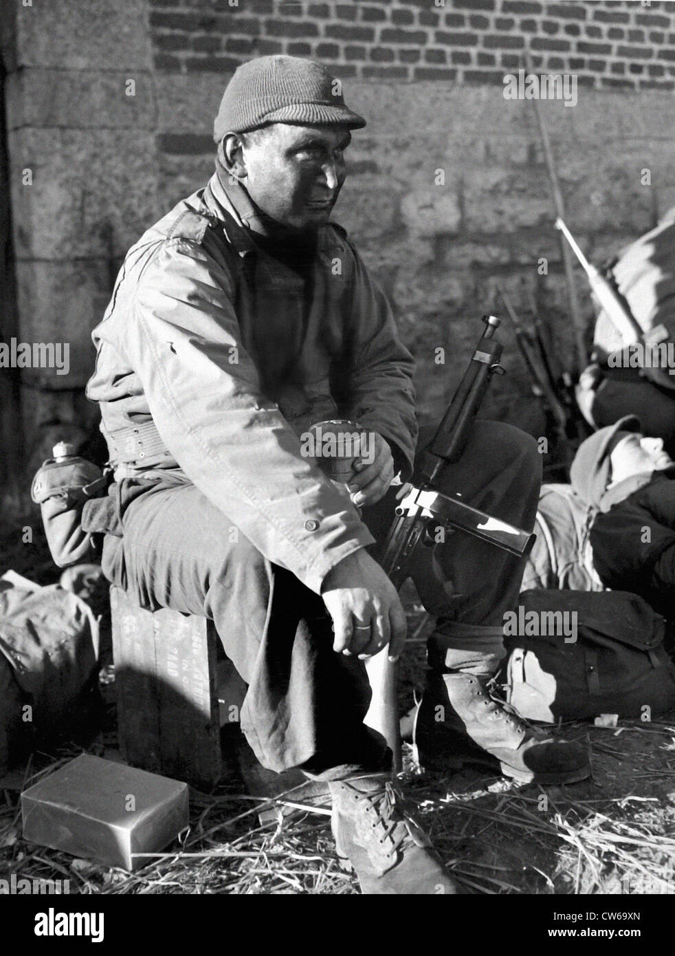 An U.S  lost battalion returned to their own lines (Belgium -Dec.26,1944) Stock Photo