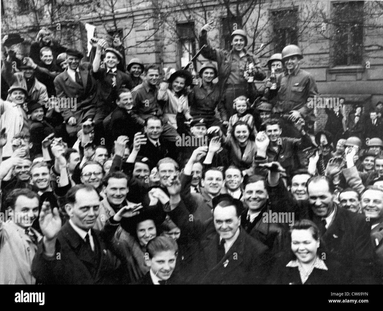 Prague (Czechoslovakia) liberated as war in Europe ends (May 9,1945) Stock Photo