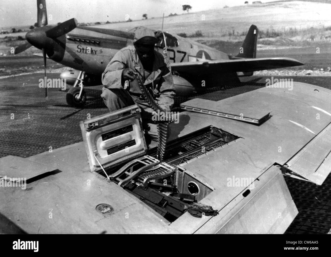 U.S Black P-51 Mustang fighter group in Italy (1945 Stock Photo - Alamy