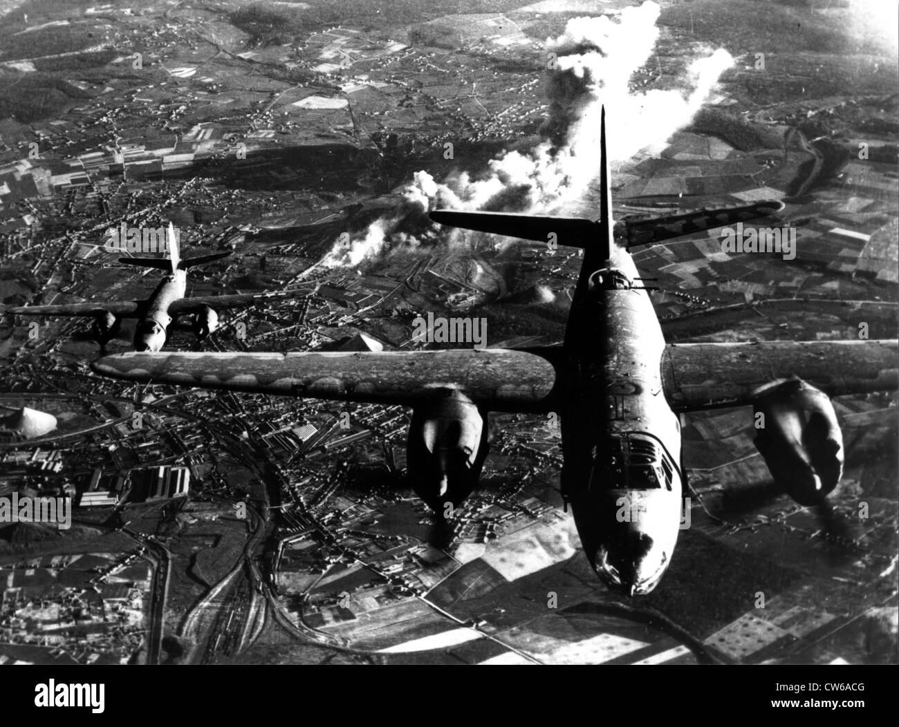 Armada of Liberation B26 Marauders bombing Charleroi (Belgium) before